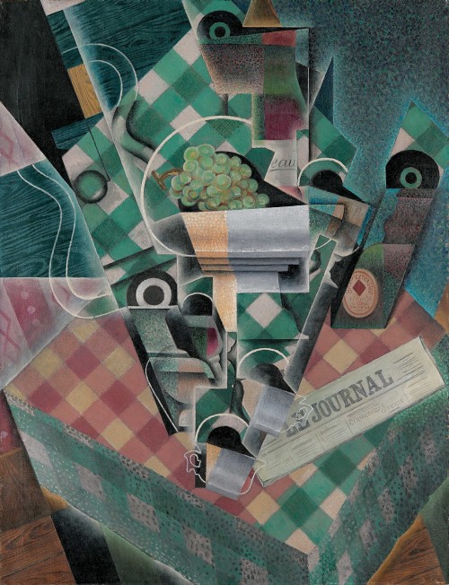 Juan Gris. Still Life with Checked Tablecloth, Paris, spring 1915. Oil on canvas, 45 7/8 x 35 1/8 in (116.5 x 89.2 cm). The Metropolitan Museum of Art, Leonard A. Lauder Cubist Collection.
